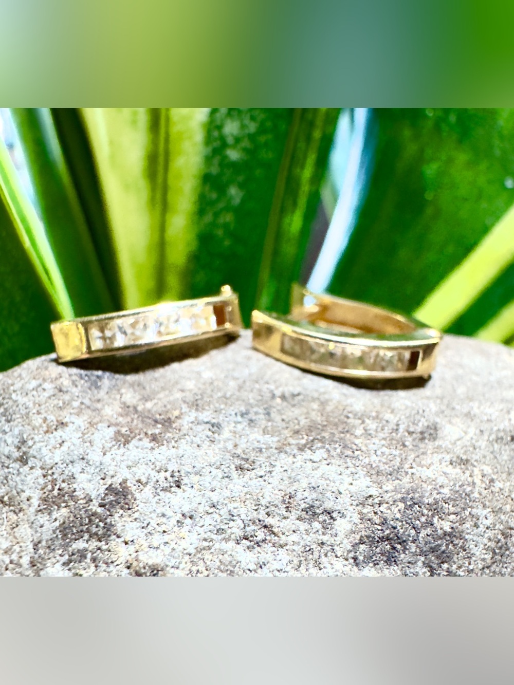 14k CZ small hoop earrings